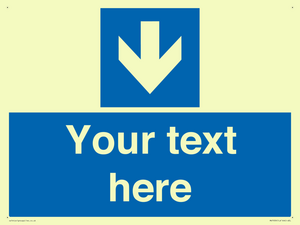 Custom Mandatory directional sign, blue arrow down